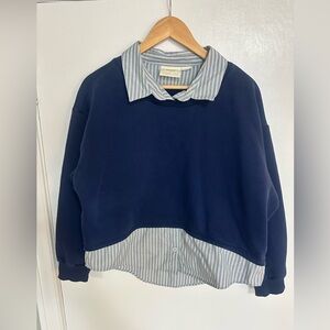 Anthropologie Maeve Navy and Gray Layered Sweater